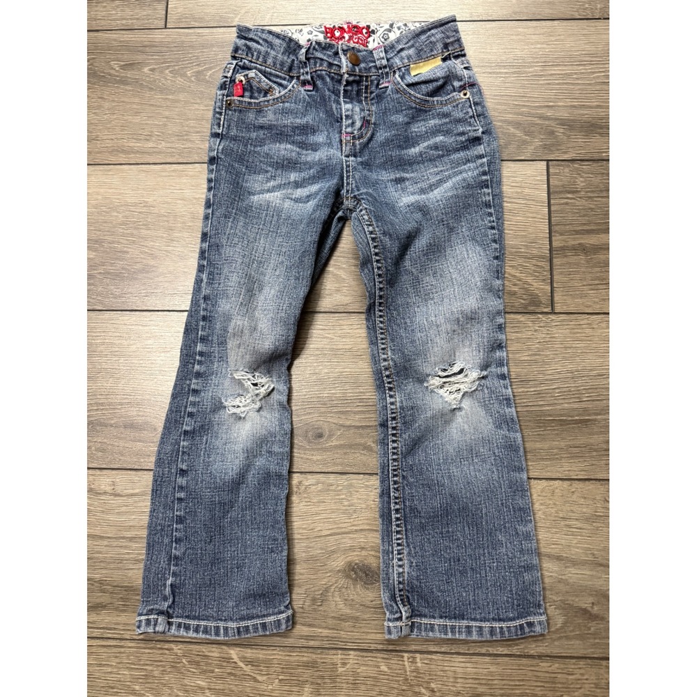 Bongo Pop Star Vintage Y2k Girls‎ Distressed Pink Embroidered Flare Jeans Size 4